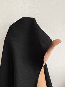 GalTyme Gaun Ukuran Besar Elegan untuk Musim Panas, Cocok untuk Bepergian, Warna Polos, dan Mempertegas Pinggang - Hitam - View 6