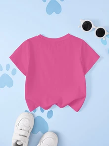 SHEIN | PAW Patrol Young Girl Cartoon Print Round Neck Short Sleeve T-Shirt For Daily Wear - White - View 2