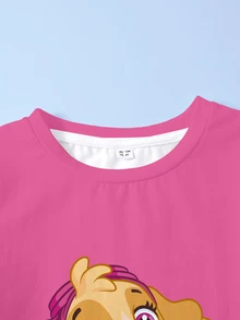 SHEIN | PAW Patrol Young Girl Cartoon Print Round Neck Short Sleeve T-Shirt For Daily Wear - White - View 3