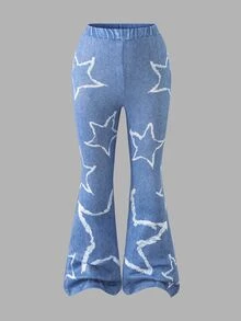 SHEIN Explorewe Young Girl' Heart Print Crew Neck Long Sleeve Sweatshirt And Flare Pants Set Autumn School - Multicolor - View 5