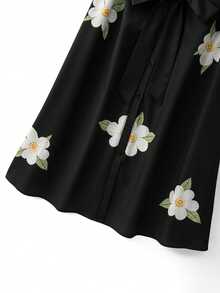GlowEve CURVE Plus Size Women's Bestselling Elegant Fun Floral Print Straight Dress, Simple Elegant Style, Waist Tie, Suitable For Outings And Daily Commute - Multicolor - View 6