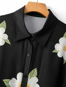 GlowEve CURVE Plus Size Women's Bestselling Elegant Fun Floral Print Straight Dress, Simple Elegant Style, Waist Tie, Suitable For Outings And Daily Commute - Multicolor - View 4