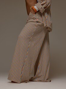 MUSERA Pantalones anchos con cintura anudada de ganchillo a rayas de talla grande, elegantes y lindos para primavera y verano, ideales para la playa, la piscina y el hogar - Multicolor - Ver 3