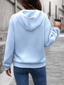 EMERY ROSE Sudadera holgada casual para mujer con estampado de letras, ideal para graduación, maestros, regreso a clases en otoño - Azul - Ver 2