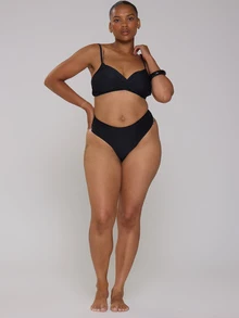 MUSERA Curve White Cross Over Front Bikini Bottoms - Black - View 5