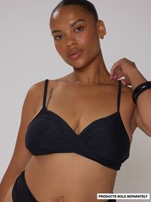 MUSERA Curve White Cross Over Front Bikini Bottoms - Black - View 1