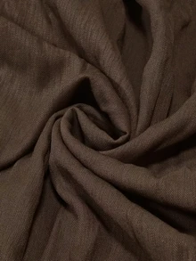 Edennvi Plus Size Women's Fashion Casual Loose Flattering Comfortable Everyday All-Match Versatile Textured Ruched Round Neck Short Sleeve Drapey Long Dress - Brown - View 7