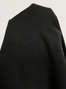 Weeklong Gaun Kemeja Kasual Wanita Ukuran Besar Lengan Lentera Warna Polos Kancing Depan untuk Aktivitas Luar Ruangan Musim Gugur - Hitam - View 5
