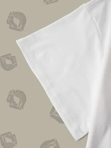 Betty Boop x SHEIN Plus Size Women's Leopard Print Letter Graphic Crew Neck Short Sleeve T-Shirt - White - View 6