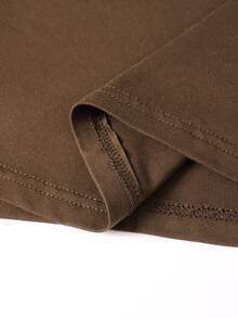 Linhara CURVE Women's Plus Size Casual Front Button Stand Collar Dress Fall - Brown - View 7