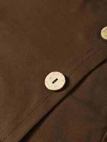 Linhara CURVE Women's Plus Size Casual Front Button Stand Collar Dress Fall - Brown - View 5