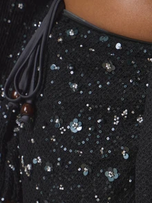 MUSERA Plus Size Beaded Crochet Tie Midi Sarong Cover Up Spring Summer Vacation Holiday Beach Gym Ibiza Festival Swim Sexy Elegant Blackwater - Black - View 6