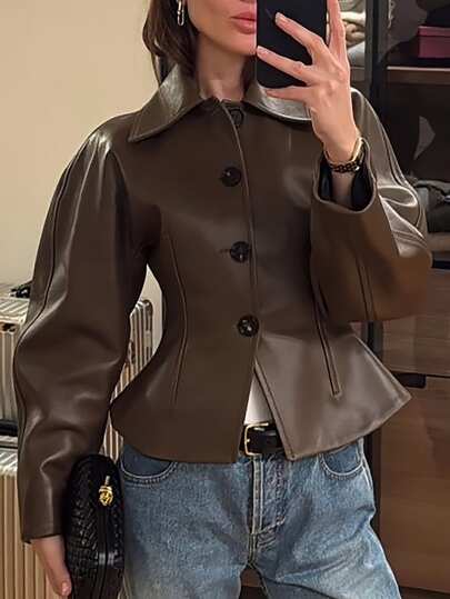 Aloruh Veste pour femmes, nouvelle collection automne/hiver, marron café, élégante, mode minimaliste, décontractée, pour le quotidien, les trajets, les fêtes et le style de rue, moderne, cintrée à la taille, silhouette en X, manches longues