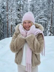 CovetEZ 女款時尚復古拉鍊長袖人造毛連帽夾克 - 白色 - 查看 3