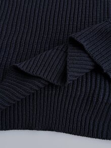Ceyna Y2K Plus Size Vintage Deep V-Neck Short Sleeve Fashion Pullover Sweater, Suitable For Autumn/Winter Daily Wear - Navy Blue - View 9