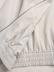 SHEIN 青少年女孩拉鍊式PU皮革夾克 - 白色 - 查看 13