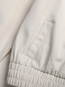SHEIN 青少年女孩拉鍊式PU皮革夾克 - 白色 - 查看 8