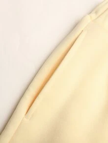 SHEIN 青少年女孩兒童休閒時尚奶油多巴胺黃色保暖內裡貼布口袋刺繡開襟運動外套與運動長褲2件套，Y2K年輕時尚套裝，適合返校與日常穿著 - 黃色 - 查看 10