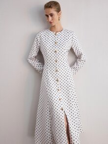 Aveloria Modichic Elegant French Vintage Commuter Brunch Office Sophisticated Chic Design High-End Women's Long Dress White And Black Polka Dot Summer - Multicolor - View 6