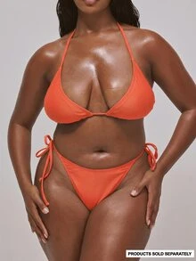 MUSERA Top de bikini triangular de talla grande para vacaciones, viajes de verano, ropa de playa básica y esencial para resort - Naranja - Ver 1