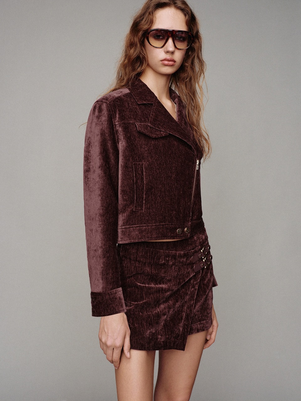 MOTF SHORT CHENILLE SILHOUETTE LAPEL JACKET