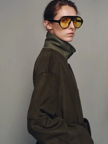 MOTF PREMIUM WOOL COLORBLOCK PATCHWORK MID-LENGTH BELTED OVERCOAT - Army Green - View 6