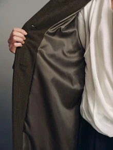 MOTF PREMIUM WOOL COLORBLOCK PATCHWORK MID-LENGTH BELTED OVERCOAT - Army Green - View 8