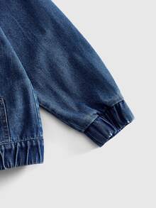 ROMWE MEN Street Life Men's Long Sleeve Zip-Up Casual Pocket Hooded Denim Jacket - Blue - View 5