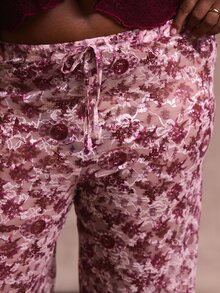 MUSERA Plus Size Tie Front Lace Wide Leg Trousers Cover Up Holiday Swim Sexy Romantic Elegant Summer Vacation - Multicolor - View 5