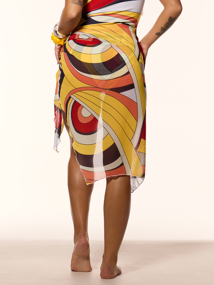MUSERA Plus Size Abstract Printed Tie Sarong Cover Up Spring Summer Vacation Holiday Beach Beach Vacation Pool Sexy Y2k Cute Limonada Yellow - Multicolor - View 4