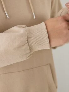 YARNWELL Sweatshirt Polos Serbaguna Ukuran Besar untuk Musim Gugur - Aprikot - View 6
