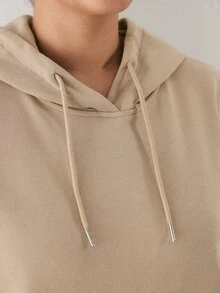 YARNWELL Sweatshirt Polos Serbaguna Ukuran Besar untuk Musim Gugur - Aprikot - View 5