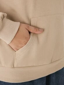 YARNWELL Sweatshirt Polos Serbaguna Ukuran Besar untuk Musim Gugur - Aprikot - View 7