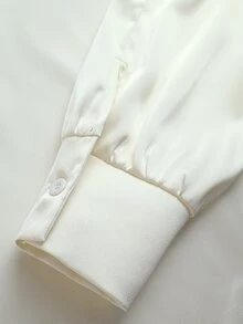 SHEIN Blus Lengan Panjang Putih Elegan untuk Wanita - Aprikot - View 5