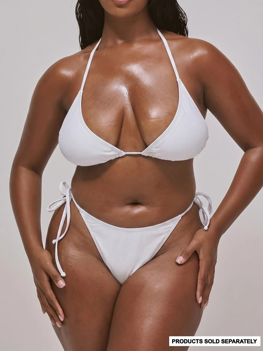 MUSERA Plus Size Triangle Bikini Top Swim Vacation Holiday Summer Travel Beachwear Basics Resort Core - White - View 1