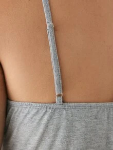 YARNWELL Plus Size Women's Solid Color Casual Versatile Camisole Tank Top - Grey - View 3