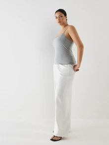 YARNWELL Plus Size Women's Solid Color Casual Versatile Camisole Tank Top - Grey - View 9