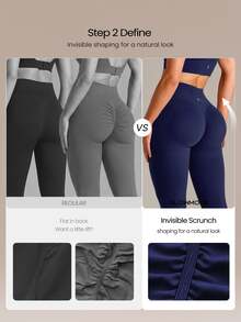 GLOWMODE 24" Peakbum-Lift FeatherFit™-Sculpt Butt-Lifting Tummy Control Side Pockets Leggings Medium Impact Training Running Workout Gym Fitness Wear - Dark Blue - View 4