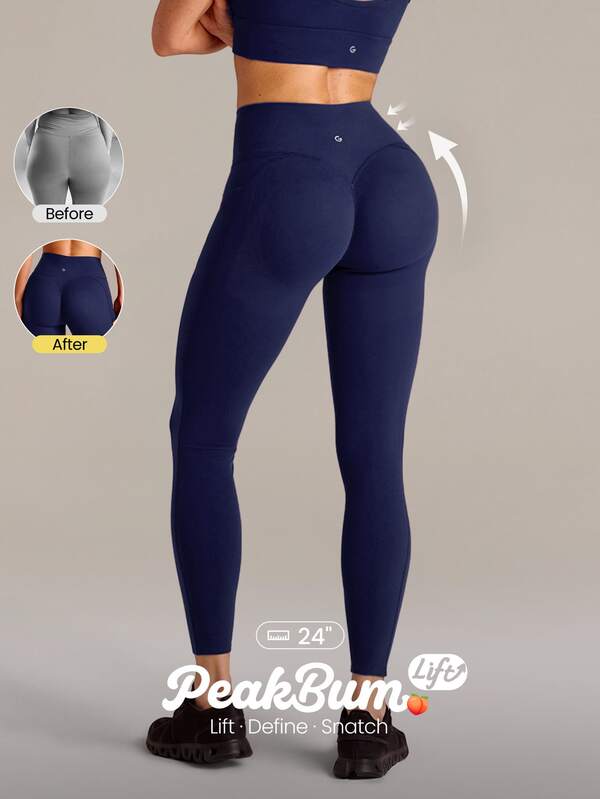 GLOWMODE سروال رياضي 24" Peakbum-Lift FeatherFit™-Sculpt لرفع المؤخرة والتحكم في البطن مع جيوب جانبية للتدريب متوسط التأثير والجري والتمارين الرياضية وملابس اللياقة البدنية