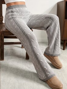 Vionelle Plus Striped Cable Knit Wide Leg Pants Fall - Multicolor - View 1