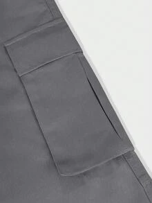 Manfinity Homme Men's Casual Solid Color Pocket Pants, Fall - smoke gray - View 5