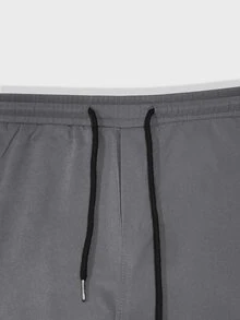 Manfinity Homme Men's Casual Solid Color Pocket Pants, Fall - smoke gray - View 4