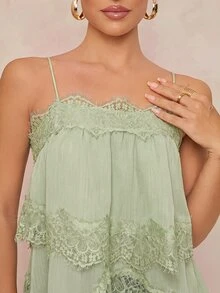Lumalex Women's Lace Patchwork Casual Versatile Daily Wear Camisole Top - Green - View 6