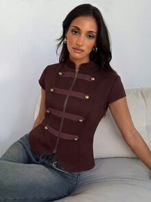 Aloruh Women's Solid Color Casual Versatile Daily Wear Jacket - Purple - View 7