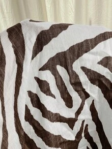 Solflare Plus Size Brown Zebra Print Casual Knotted Straight Leg Pants - Chocolate Brown - View 6