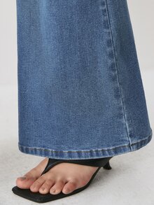 YARNWELL Women's Flare Leg Stretchy Jeans – Retro Comfort Denim Pants, Everyday Essential For Daily, Work & Fall Travel - Medium Wash - View 5
