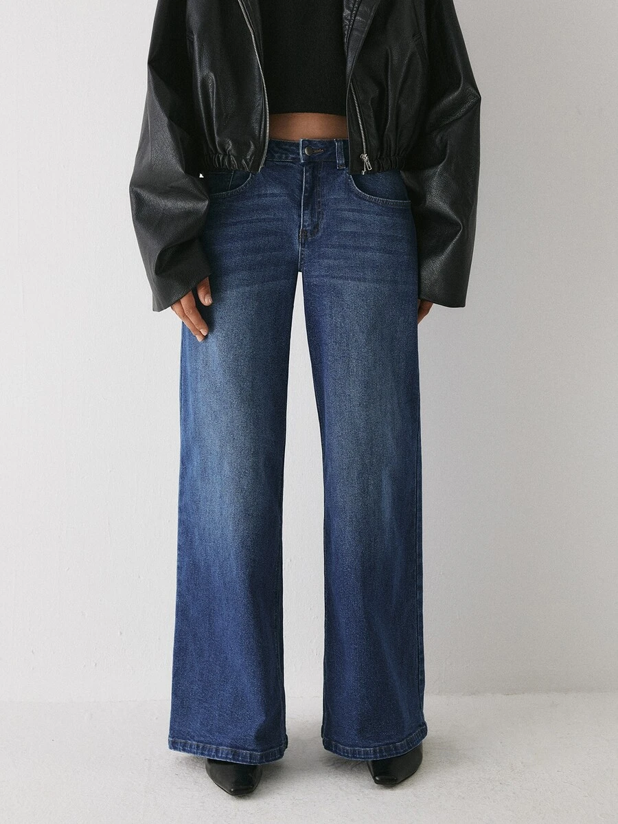 YARNWELL Women's Straight Leg Stretchy Jeans Comfort Fit Denim Pants Everyday Essential For Daily Day Time Night Work Going Out Graduation School