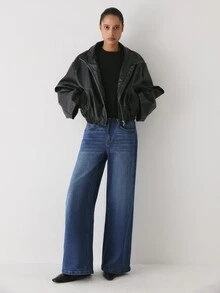 YARNWELL Women's Straight Leg Stretchy Jeans Comfort Fit Denim Pants Everyday Essential For Daily Day Time Night Work Going Out Graduation School - Dark Wash - View 3
