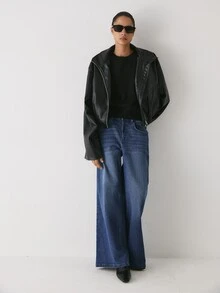 YARNWELL Women's Straight Leg Stretchy Jeans Comfort Fit Denim Pants Everyday Essential For Daily Day Time Night Work Going Out Graduation School - Dark Wash - View 6