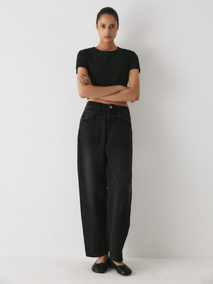 YARNWELL Women's Curved Leg Stretchy Jeans – Flattering Denim Pants, Versatile Everyday Essential For Daily, Work Travel Black Summer Streetwear Casual - Black - View 2